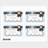 Sinaasappel & Blauw Damask Wedding Wijnfles Labels (Vel)