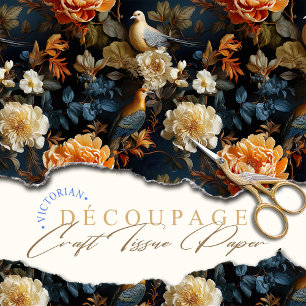 Sinaasappel Blauw en Crème Georgisch Geïnspireerd Tissuepapier