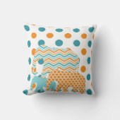 Sinaasappel, Blauw, en Wit Olifantkussen Kussen (Voorkant)