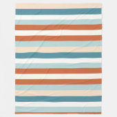 Sinaasappel, Blauw en Wit Streeppatroon Fleece Deken (Voorkant)