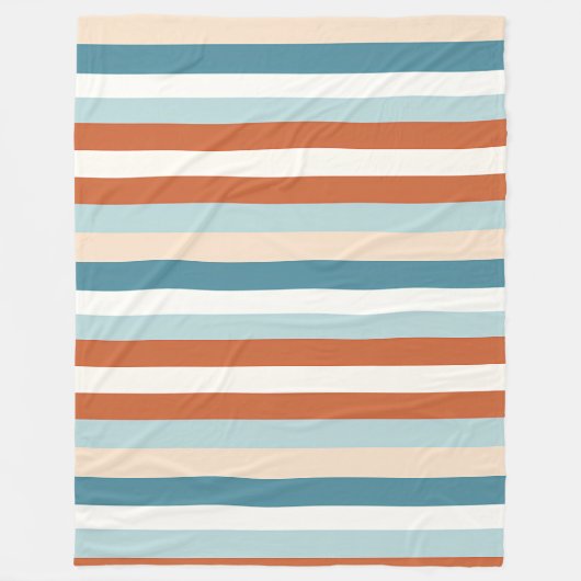 Sinaasappel, Blauw en Wit Streeppatroon Fleece Deken (Voorkant)