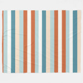 Sinaasappel, Blauw en Wit Streeppatroon Fleece Deken (Voorkant (Horizontaal))