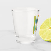 Sinaasappel Blauw Groen Abstract Rechthoeken Mid C Shot Glas (Links)