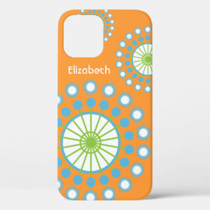 Sinaasappel, Blauw, Groen Pinwheel iPhone 12 Hoesje