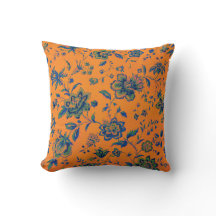 Sinaasappel Blauw Groen Roze Bloemen Tapestry Luxe