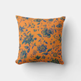 Sinaasappel Blauw Groen Roze Bloemen Tapestry Luxe Kussen