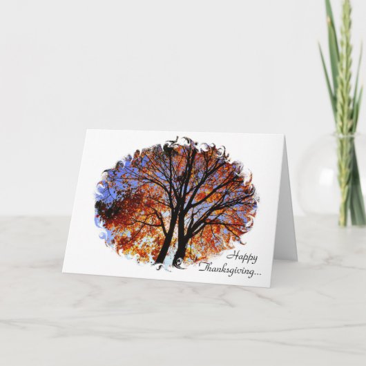 Sinaasappel & Blauw- Happy Thanksgiving... Feestdagen Kaart (Voorkant)