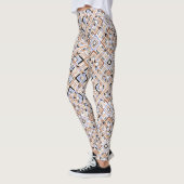 Sinaasappel/Blauw Multi Pattern Vrouwen Leggings (Links)