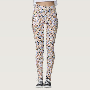 Sinaasappel/Blauw Multi Pattern Vrouwen Leggings