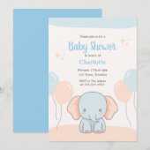 Sinaasappel Blauw Pastel Eenvoudig Olifant Baby sh Kaart (Voorkant / Achterkant)