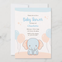Sinaasappel Blauw Pastel Eenvoudig Olifant Baby sh