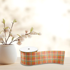 Sinaasappel & Blauw Tartaar plaid zomer Satijnen Lint