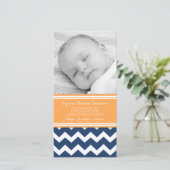 Sinaasappel Blauwe Dank Je Wel Baby Shower Fotokaa Bedankkaart (Staand voorkant)