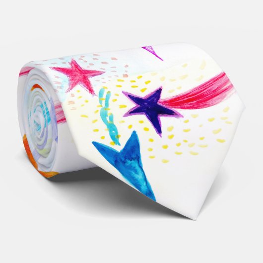 Sinaasappel & Blauwe Strepen Stropdas (Opgerold)