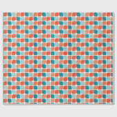 Sinaasappel & Blauwgroen Mid Century Modern Tegel Cadeaupapier (Vlak)