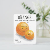 Sinaasappel, blij dat we vrienden zijn met Valenti Feestdagenkaart (Staand voorkant)