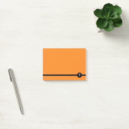 Sinaasappel & Blk Strip Monogram Post-it® notes (Kantoor)