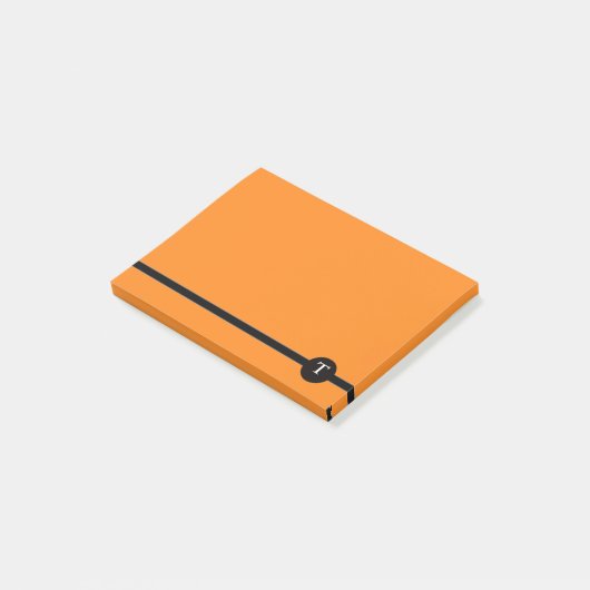Sinaasappel & Blk Strip Monogram Post-it® notes (Schuin)