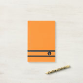 Sinaasappel & Blk Strip Monogram Post-it® notes-II Notes (Op bureau)