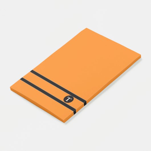 Sinaasappel & Blk Strip Monogram Post-it® notes-II Notes (Schuin)