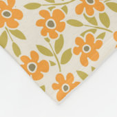 Sinaasappel Bloem 70s Retro Fleece Deken (Hoek)