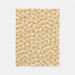 Sinaasappel Bloem 70s Retro Fleece Deken