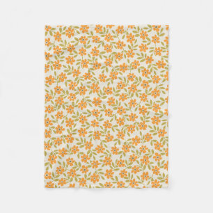 Sinaasappel Bloem 70s Retro Fleece Deken