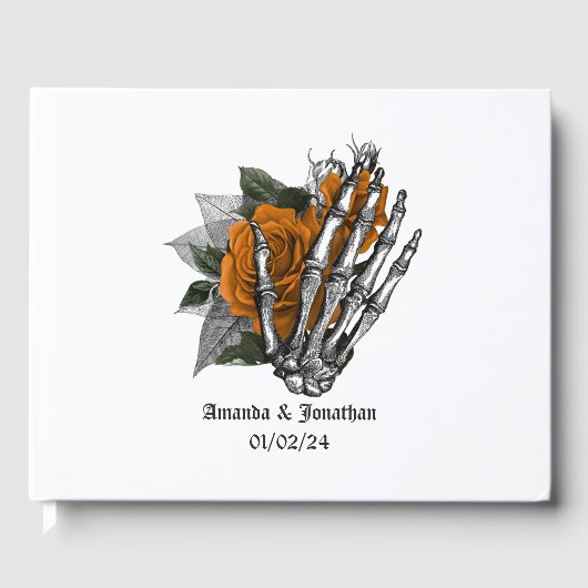 Sinaasappel Bloem Gotische Bruiloft Gastenboek (Voorkant)