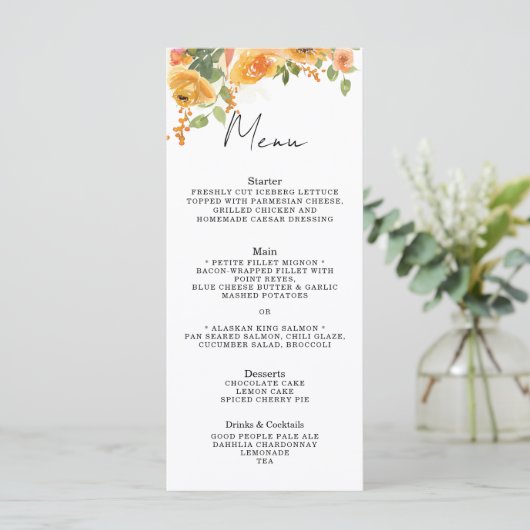 Sinaasappel Bloem Menu (Staand voorkant)