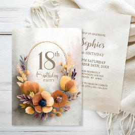 Sinaasappel Bloemen 18e Verjaardagsfeest Uitnodigi Kaart