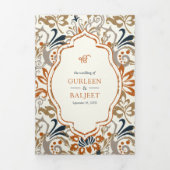 Sinaasappel Bloemen Alles in een Anand Karaj Sikh Drieluik Uitnodiging (Cover)