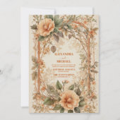 Sinaasappel Bloemen Art Nouveau Bruiloft Kaart (Voorkant)