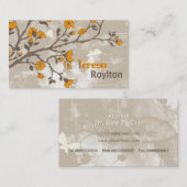  sinaasappel bloemen bloemengrunge taupe visitekaartje (Voorkant / Achterkant)