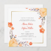 Sinaasappel Bloemen bruiloft uitnodiging Kaart (Voorkant / Achterkant)