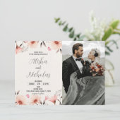 Sinaasappel Bloemen bruiloft uitnodigingen met fot (Staand voorkant)