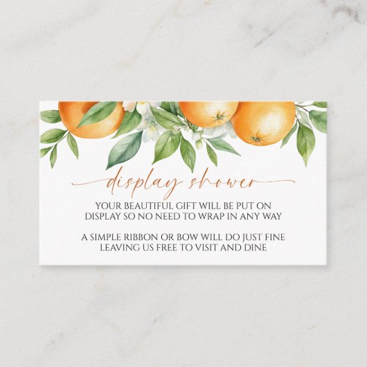 Sinaasappel Bloemen Display Baby shower behuizing  Informatiekaartje (Voorkant)