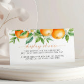 Sinaasappel Bloemen Display Baby shower behuizing  Informatiekaartje