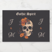 Sinaasappel Bloemen Elegante schedel Monogram Brui Likeurfles Etiket (Enkel label)