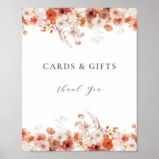 Sinaasappel Bloemen Herfst Kaarten en geschenken t Poster (Voorkant)