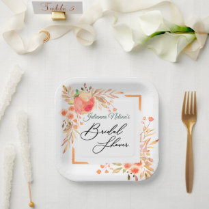 Sinaasappel bloemen papieren borden bordje