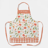 Sinaasappel Bloemen Plaid Waterverf Modern geperso Schort (Voorkant)