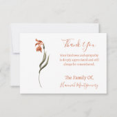  Sinaasappel Bloemen Sympathie Dank u kaarten Notitiekaartje (Voorkant)