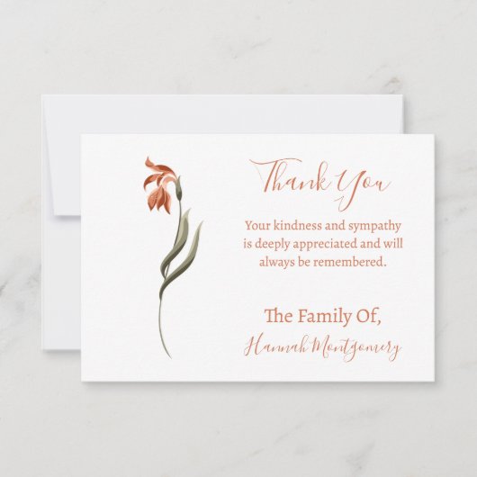  Sinaasappel Bloemen Sympathie Dank u kaarten Notitiekaartje (Voorkant)