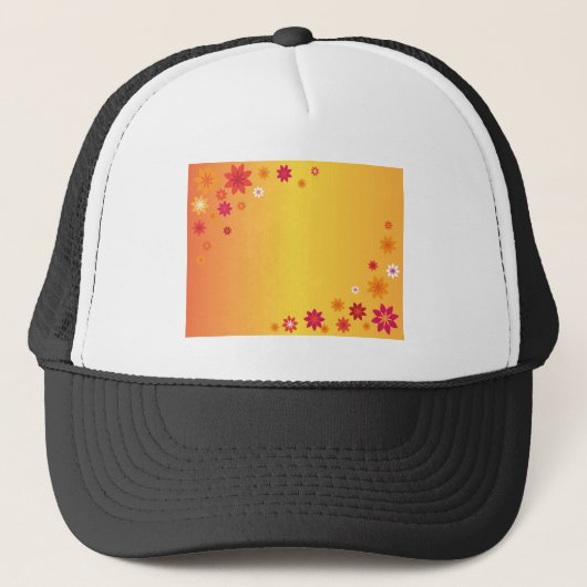 Sinaasappel Bloemen Trucker Pet (Voorkant)