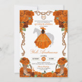 Sinaasappel Bloemen Western Charra Quinceanera Kaart (Voorkant)