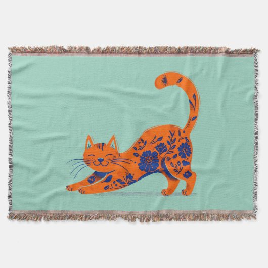 Sinaasappel Bloemenkater Deken (Voorkant)