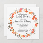 Sinaasappel Bloemenkrans Bruidsfeest Uitnodiging (Voorkant / Achterkant)