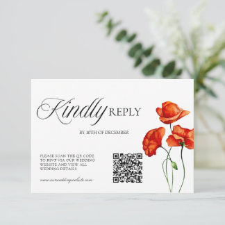 Sinaasappel Bloemenschildering met Klaprozen RSVP Kaartje