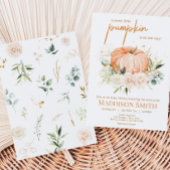 Sinaasappel Bloemenzoet klein pompoen Baby shower Kaart