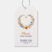Sinaasappel Bloemhart Bedankt Baby Shower Cadeaulabel (Voorkant)